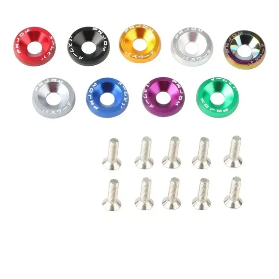 Parafuso Arruela Anodizadas Kit 10 Unidades M6x20 Jdm Tuning