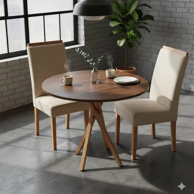 Mesa Jantar Redonda G&d Madeira 80cm Industrial