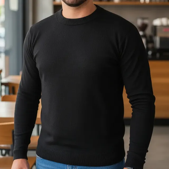 Blusa De Frio Suéter Masculino Lã Tricot Malha Grossa Casual