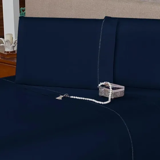 Lençol Queen 40cm 4 Pçs Ponto Palito Percal Flex 400 Fios
