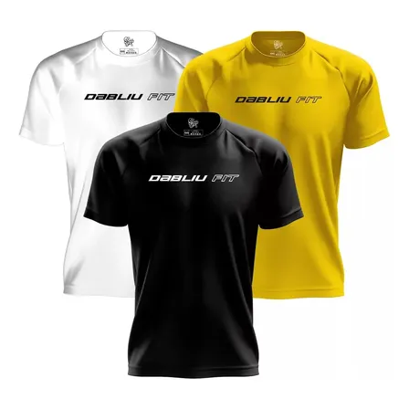 Kit 3 Camisetas Treino Dryfit Basic Prot Uv+35 Dabliu Fit