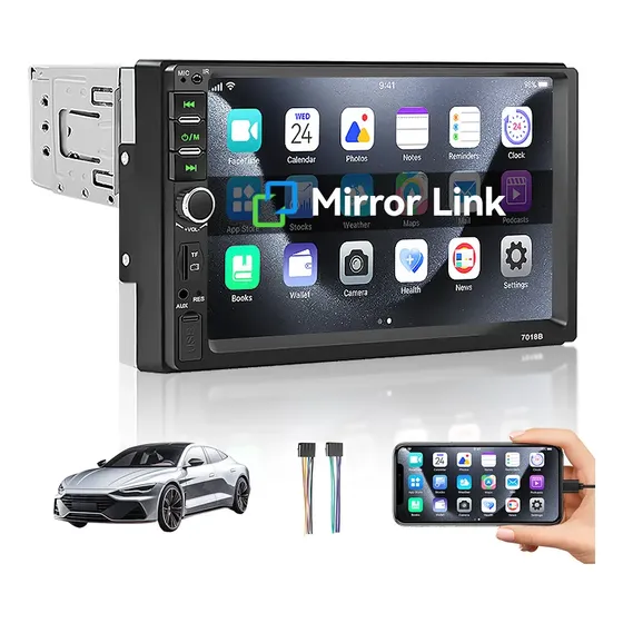 Estéreo Auto 1 Din 7 Táctil Mp5 Mirrorlink Fm Bluetooth Usb