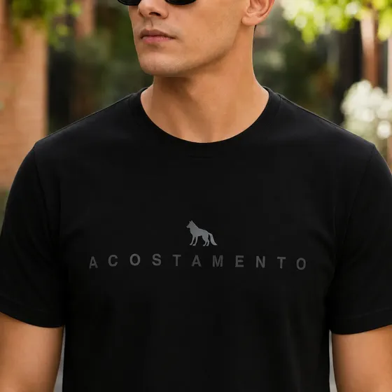 Camiseta Acostamento Cores Masculina Basica Escrita Frente
