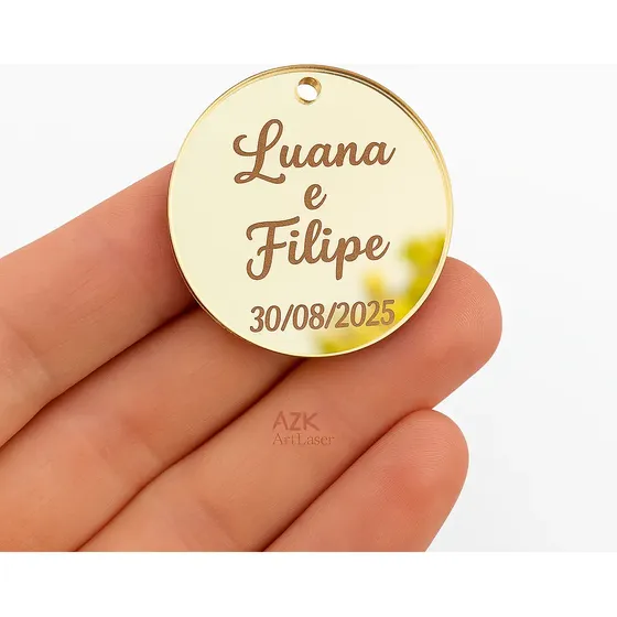 25 Tag Pingente Acrilico Espelhado Lembrancinha Casameto