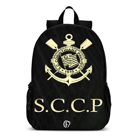 Mochila Escolar Corinthians Preta Masculina Resistente