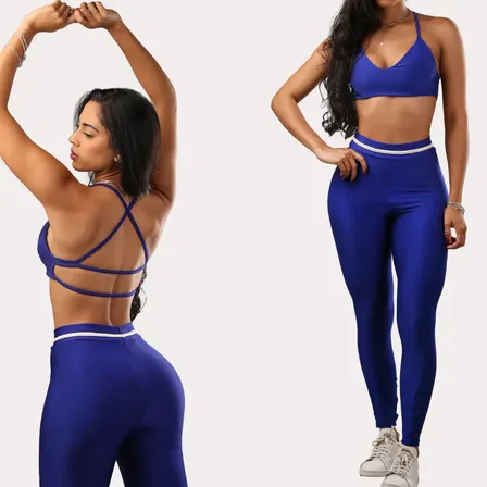 Conjunto Calça Legging E Top Cropped Moda Academia Fitness