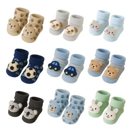 Kit 12 Pares Meia Bebê Menino Bichinho Infantil Inverno 3 D