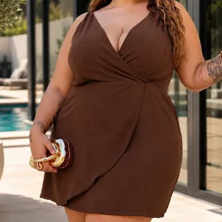 Vestido Macaquinho Plus Size Feminino Verão C/ Short