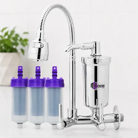 Torneira Dazie Metais Com Filtro Cozinha Para Parede Flexível Móvel Em Abs Filtro Carbon Block Purificador De Agua Com... Cromado Brilhante
