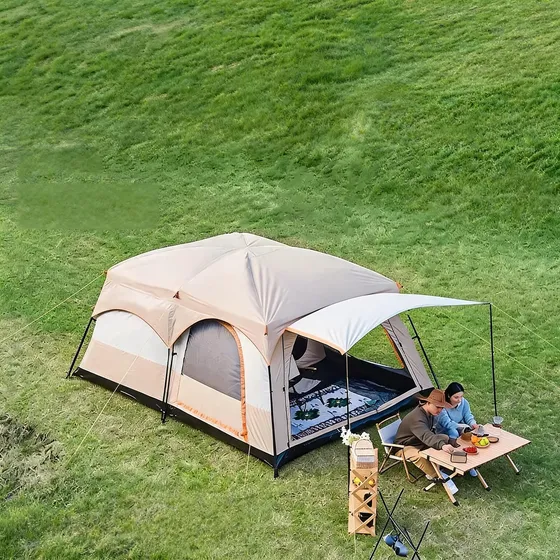 Barraca De Camping Luxo 2 Quartos Para 8-12 Pessoas