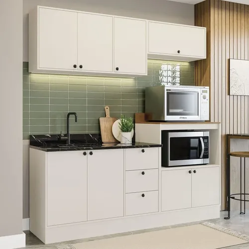 Cozinha Completa 4 Peças Rubi Off White Branco Bewt