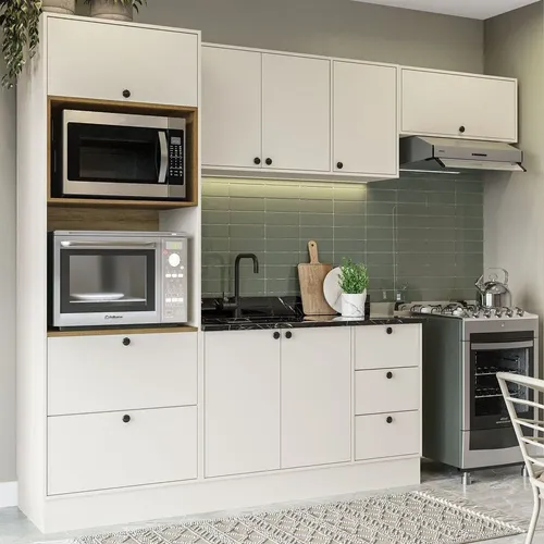 Cozinha Completa 4 Peças Rubi Off White E Branco Dhwt