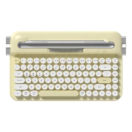 Teclado Retrô Ajazz Af84, Teclas Redondas Vintage, Suporte P