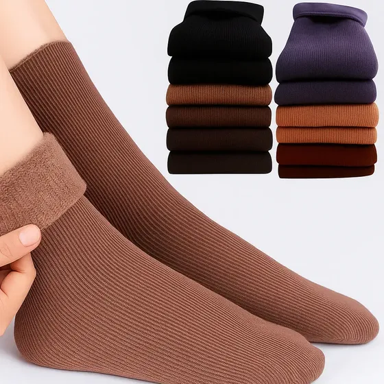 Kit 6 Meias Térmica Grossa Quente Inverno Frio Neve Forrada