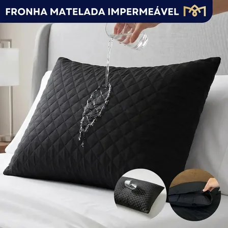 Capa De Travesseiro Preto Ebenezer Shop Impermeável Antialérgica Matelada Matelado