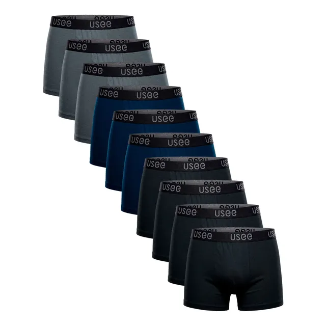 Kit Com 10 Cuecas Boxer Algodão Adulto Usee Brasil