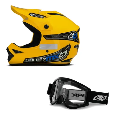 Kit Capacete Motocross Liberty Mx Pro Óculos Pro Tork 788 Nf