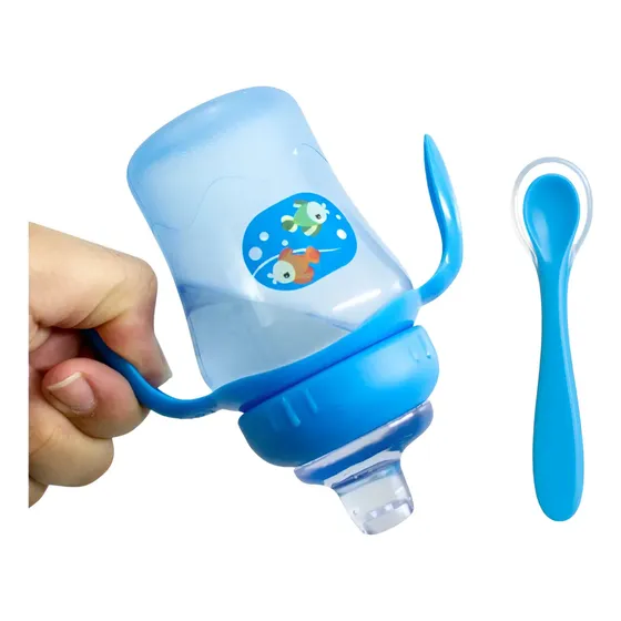 Copo Para Bebês Antivazamento + Colher Silicone