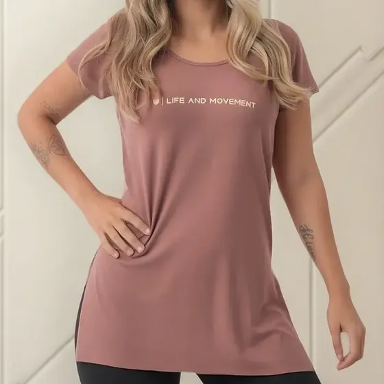 Blusa Feminina Academia Fitness Life And Moviment Marrom
