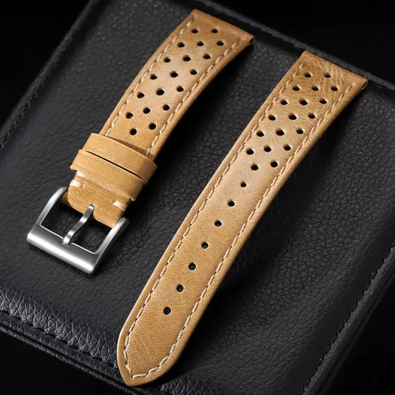 Pulseira Masculina Couro 18mm Respirável Universal