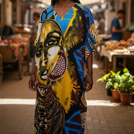 Vestido Indiano Kaftan Longo Plus Size Estampa Africana
