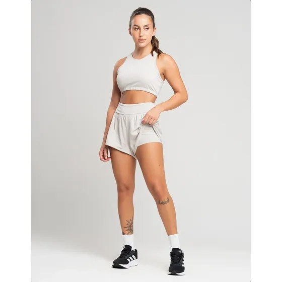 Conjunto Academia Feminino Short Com Forro Top Nadador