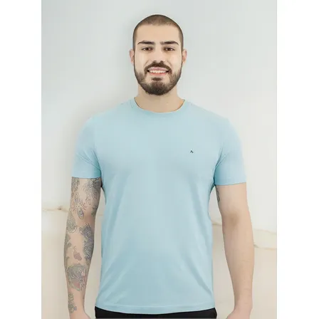 Camiseta Aramis Masculina Basic Lisa Azul Pastel