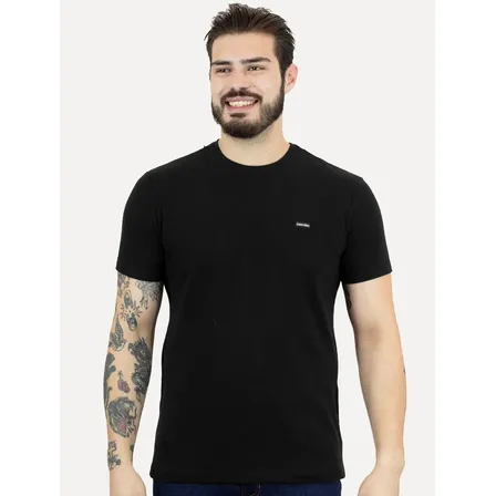 Camiseta Calvin Klein Masculina Piquet Orgânico Preta