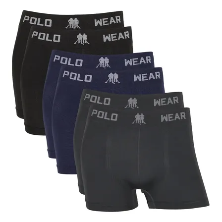 Kit 6 Cuecas Boxer Microfibra Polo Wear Sem Costura Original
