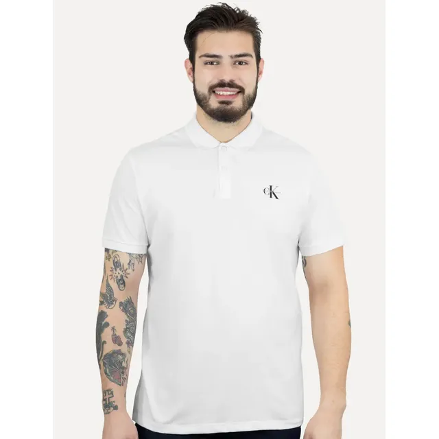 Polo Calvin Klein Jeans Piquet Regular Light Re Issue Branca