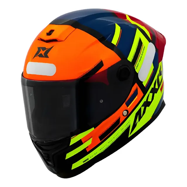 Capacete Axxis Hummer Pipe A3 Azul Amarelo Com Aerofolio New