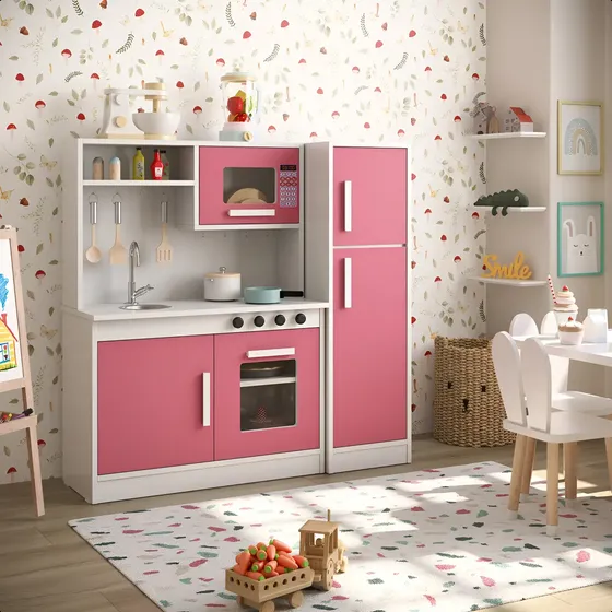 Cozinha Com Geladeira E Fogão Brinquedo Infantil Rosa