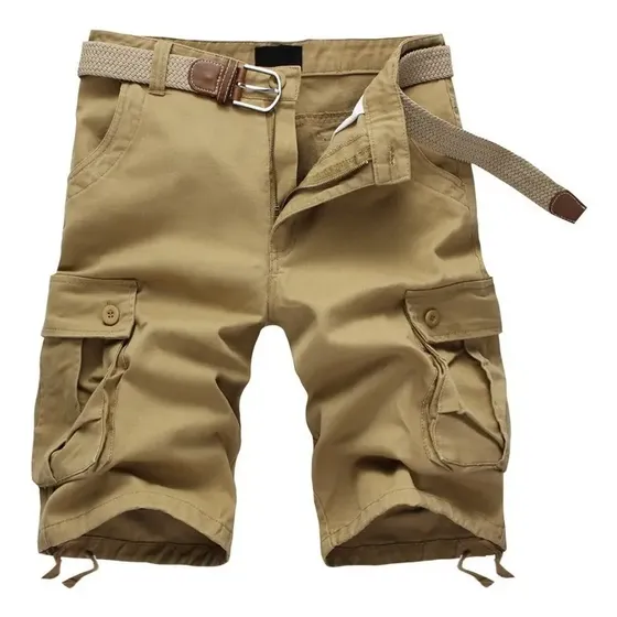Shorts Cargo Masculinos De Algodão Com Bolsos
