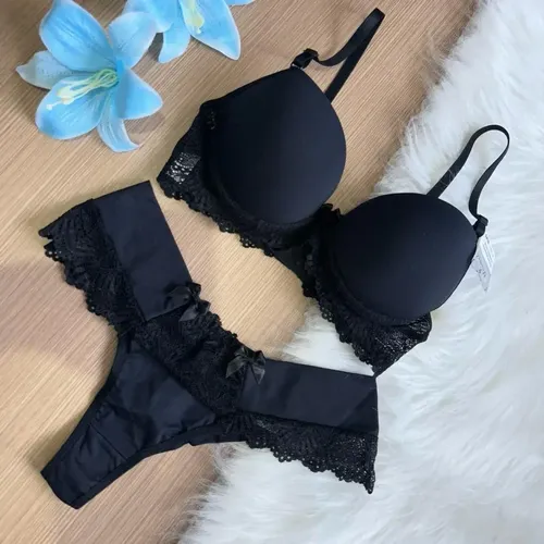 Conjunto Lingerie Tanga Fio Duplo Sutiã Bojo Micro Carolina