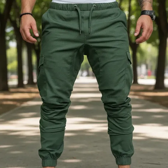 L Calça Cargo Masculina Zl Com Cordão E Cor Sólida S