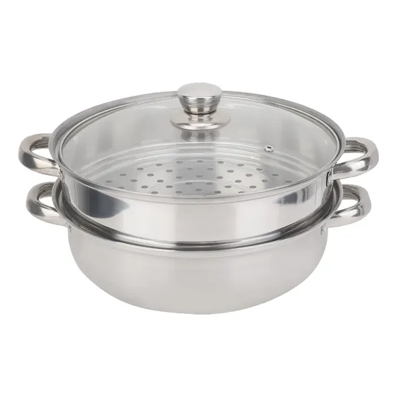 Panela A Vapor De Aço Inoxidável 27 Cm/11 Polegadas E 2 Cama