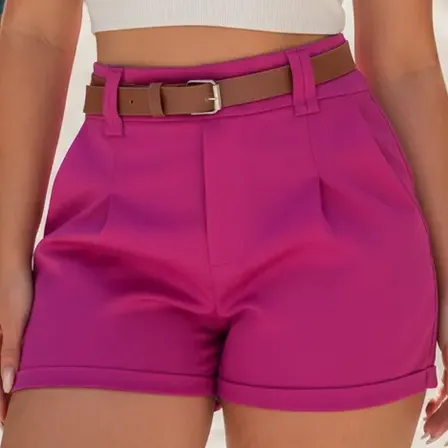 Short Alfaiataria Feminino Social Cintura Alta Promoção