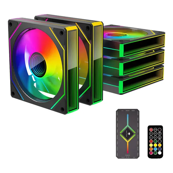 Kit 5 Ventoinha Cooler Pc 4max 120mm Argb Com Controladora