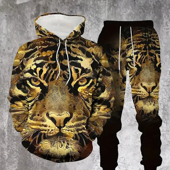 Conjunto De Moletom Casual Masculino Com Estampa 3d,