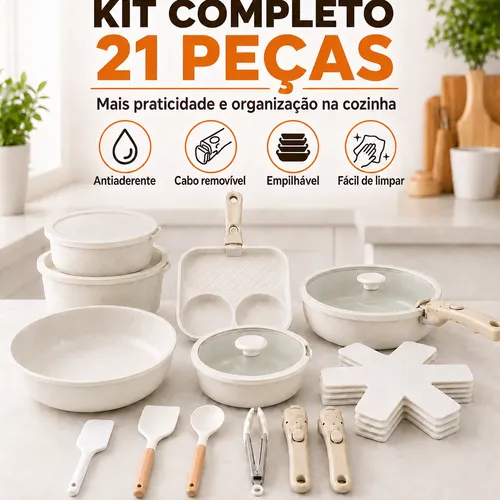 Conjunto Panelas 21 Peças Antiaderente Várias Cores Cozinha
