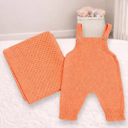 Saida Maternidade De Tricot 2 Pçs Virapé E Manta 75x75 Luxo