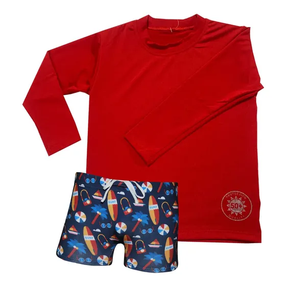 Conjunto Camisa+sunga Boxer Infantil Juvenil Do 2 Ao 16 Anos