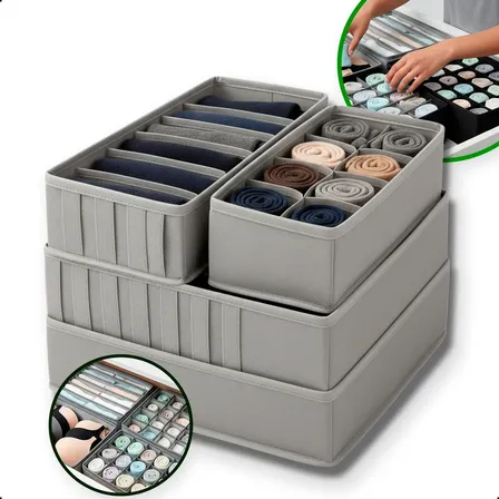 Kit 4 Organizadores Dobrável Divisória Colmeia Gaveta Roupa