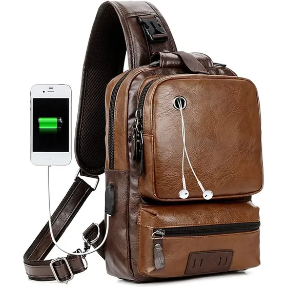 Bolsa De Ombro Tiracolo Masculina De Couro Da F~