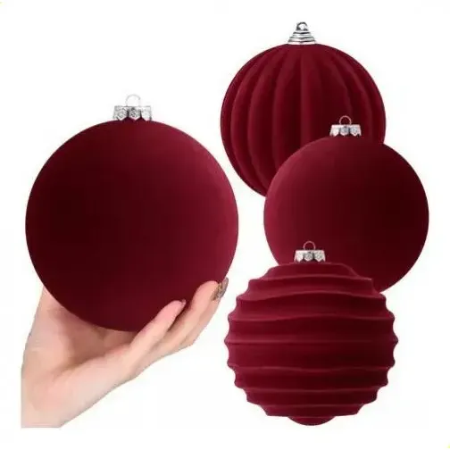 # 12 Bolas De Veludo De Natal De 8 Cm Para Decorar