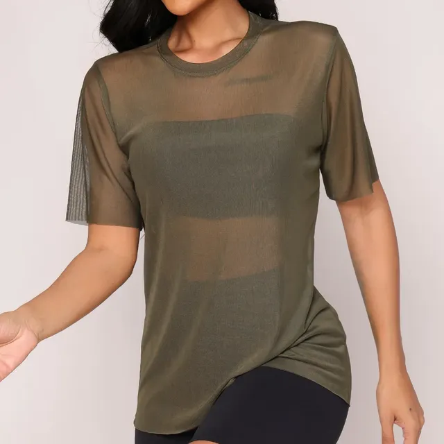 Blusa Feminina Moda Academia Fitness Tule Transparente Dk
