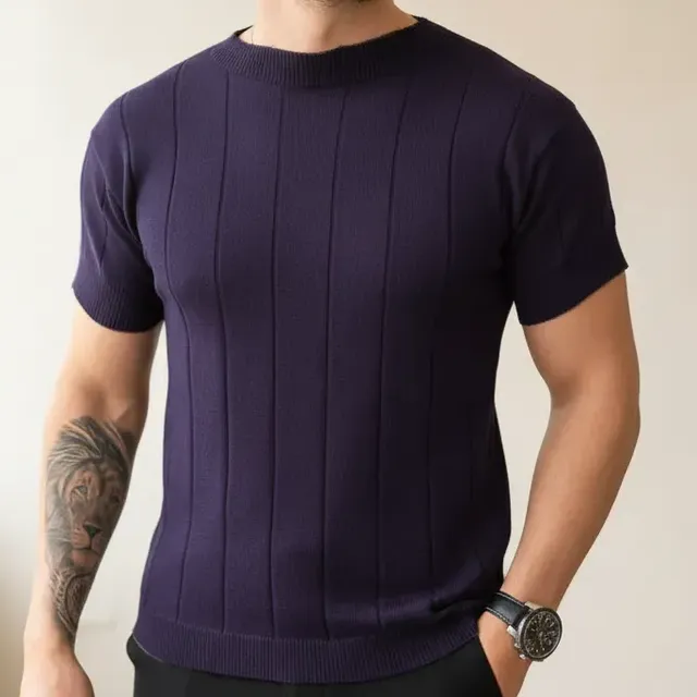 Camiseta Social Masculina Modal Tricô Macia Canelada Casual