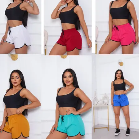 Kit 3 Shorts Feminino Tactel Treino Academia Praia Shortinho