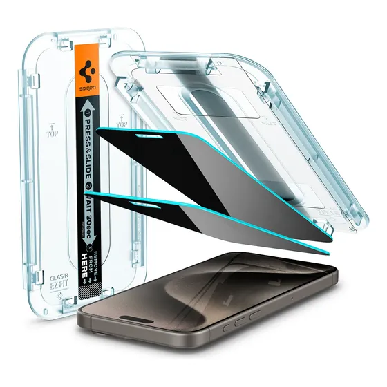 Spigen [glas.tr Ez Fit Privacidade] iPhone 15 Pro Max - 2 Un