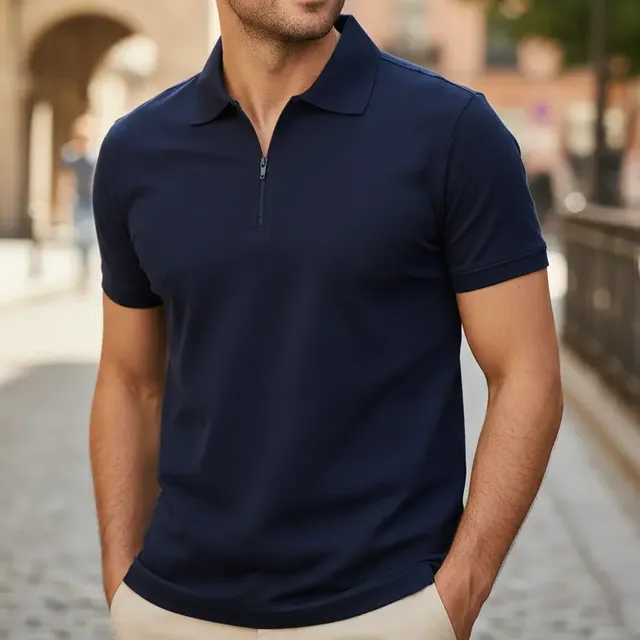 Camisa Polo Masculina Anistia Zíper Algodão Elastano Premium